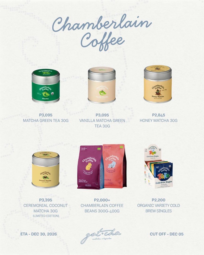 USA MATCHA PASABUY (Category: Beverages) located in Manila. Submitted by gotchafinds.ph (Listing ID 1465905163, Image 3). Description: 🇺🇸 **USA PASABUY — PRE-ORDER** Looking for **Rocky’s Matcha, Nami, Chamberlain Coffee** & more? 🍵☕️ 📦 Pre-order basis 🗓️ Cut-off: **Dec 05** ✈️ ETA: **Dec 30** Don’t see what you’re looking for? **Message us for more USA pasabuy requests!** 🤎 DM us to order or inquire. .
