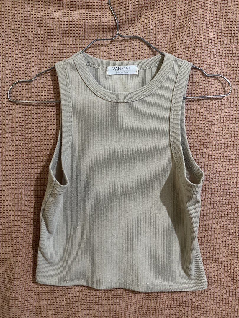 Van Cat Ribbed Tank Top Beige (Category: Sleeveless) located in Tarlac. Submitted by declutteredbyglai (Listing ID 1465841276, Image 1). Description: Spend 300+ php to get it for free! .