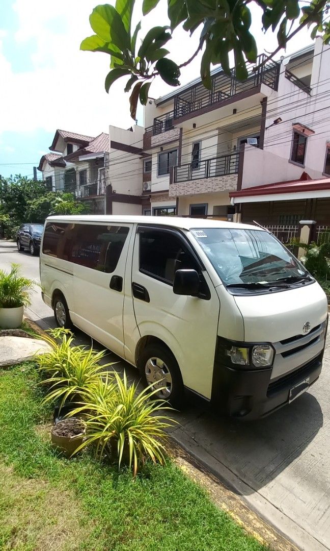 Van for RENT (Toyota Hiace) (Category: Vehicle Rentals) located in Manila. Submitted by swiftocean.527db9 (Listing ID 1465889290, Image 1). Description: Clean and comfortable Toyota Hiace available for personal, family, or business trip use within Metro Manila and surrounding provinces. Key features & Terms: - spacious 10-14 seaters - available for daily abd multi-day rental - clean interior, well maintained, and regularly sanitized - with profes