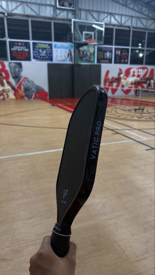 Vatic Pro V-Sol Flash 16mm Pickleball Paddle (Category: Racket and Ball Sports) located in Quezon City. Submitted by plzdeclutter (Listing ID 1465858133, Image 3). Description: Used but not abused Edge tape and overgrip installed since day 1 Lady owned Bought 4 months ago No issue Rfs: Paddle upgrade Slightly nego .