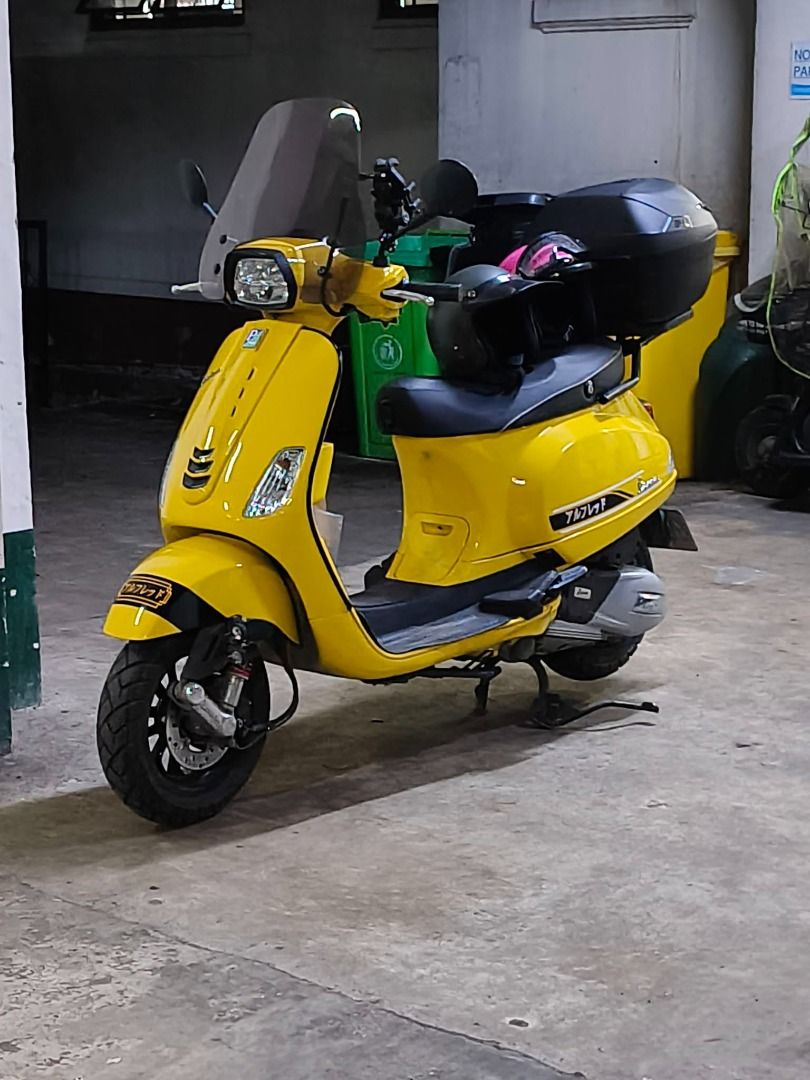 Vespa S125 (Category: Skates, Rollerblades & Scooters) located in Quezon City. Submitted by alfredheadhunter (Listing ID 1465830701, Image 1). Description: Vespa S125 - Yellow - Ceramic coated(used H20 quality) since day 3. - 15k odo as of posting - No major scratches or dents - Registered to me, my name, first owner bought brand new. - Daily driven Taguig-Mandaluyong, Mandaluyong-Taguig - Gas and Go - bring your trusted mechanic and unli test. -