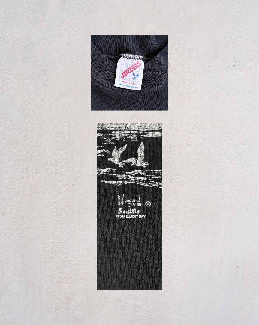 Vintage 1988 Jerzees SEATTLE Sweatshirt (Category: Coats, Jackets and Outerwear) located in Cebu City. Submitted by threadless.vtg (Listing ID 1465914640, Image 3). Description: Vintage 1988 Jerzees SEATTLE Sweatshirt Tag: Jerzees Size: Small (Fits like a modern XS) Color: Black (color may vary due to lighting) Condition: Good Measurements: 16.5" W × 23.5" L // Sleeve: 20" Issue: None PHP 400 🚚 Free nationwide shipping Bulk orders may require ad