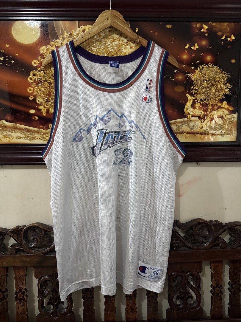 VINTAGE CHAMPION JERSEY (Category: Activewear) located in Manila. Submitted by puremoon.deer (Listing ID 1465855108, Image 1). Description: FOR SALE UTAH JAZZ #12 JOHN STOCKTON JERSEY EXCELLENT CONDITION ISSUE MINIMAL FADE PRINT AND REPAIR STITCHING in HEM SIZE 48 on TAG "LARGE" TAGUIG LOCATION DM/PM📥📥📥IF YOU ARE INTERESTED.