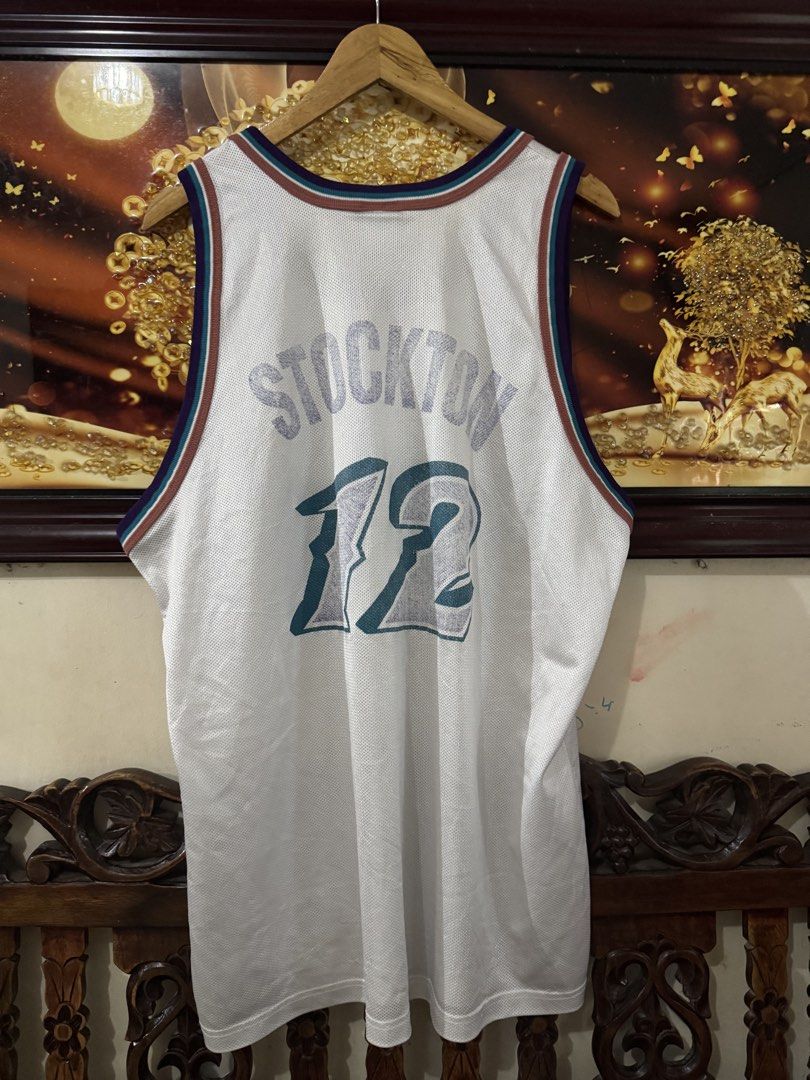 VINTAGE CHAMPION JERSEY (Category: Activewear) located in Manila. Submitted by puremoon.deer (Listing ID 1465855108, Image 2). Description: FOR SALE UTAH JAZZ #12 JOHN STOCKTON JERSEY EXCELLENT CONDITION ISSUE MINIMAL FADE PRINT AND REPAIR STITCHING in HEM SIZE 48 on TAG "LARGE" TAGUIG LOCATION DM/PM📥📥📥IF YOU ARE INTERESTED.