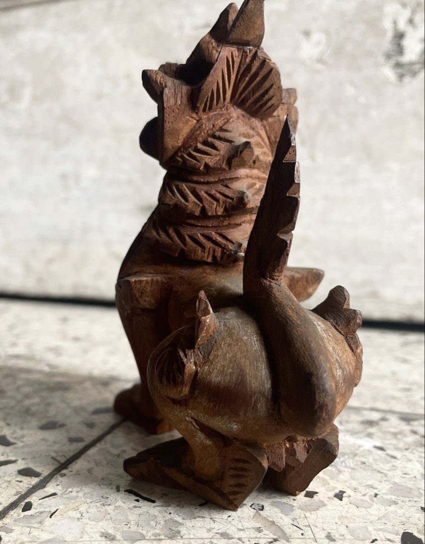 Vintage handcarved Foo Dog / Chinthe (Category: Figurines & Statues) located in Quezon City. Submitted by liama (Listing ID 1465808981, Image 3). Description: Vintage handcarved wooden guardian lion Symbol of prosperity ( "fu"); open-mouthed for protection from evil spirits Likely from 60s < 2-day reservation period; BDO/GCash; buyer books/pays for pick up : QC: EDSA-GMA area, OR if u r in vicinity i cn jst hand it over to u>.