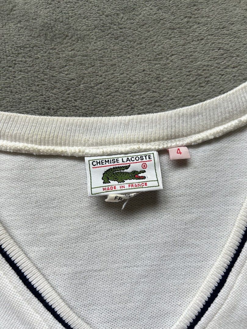 Vintage Lacoste Vneck Shirt (Category: Tshirts & Polo Shirts ) located in Manila. Submitted by wenttttt (Listing ID 1465945029, Image 3). Description: 19 x 29 Issue : yellow stain.