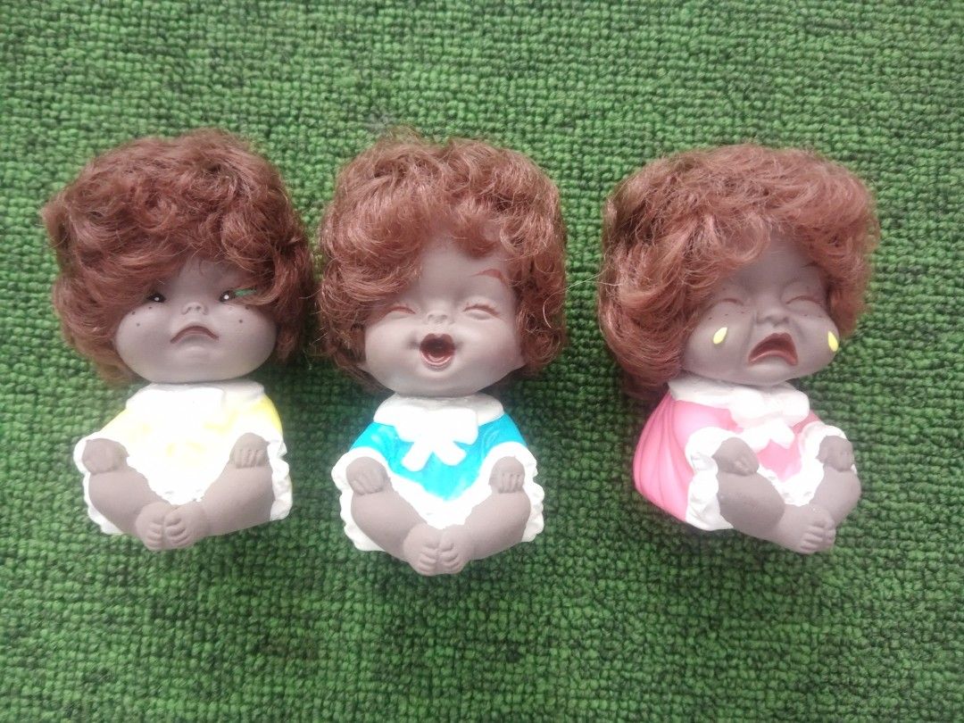 Vintage Mood Ugly Emotion Dolls (Category: Vintage Collectibles) located in Manila. Submitted by thepartypeopleph (Listing ID 1465769268, Image 1). Description: - Set of 3 vintage baby dolls with charming, detailed facial expressions and freckles - Outfit colors include yellow, blue, and pink - Compact size, ideal for vintage displays and collectors SF to be shouldered by buyer. I only ship via gogoxpress or lalamove. Please do not request for ot