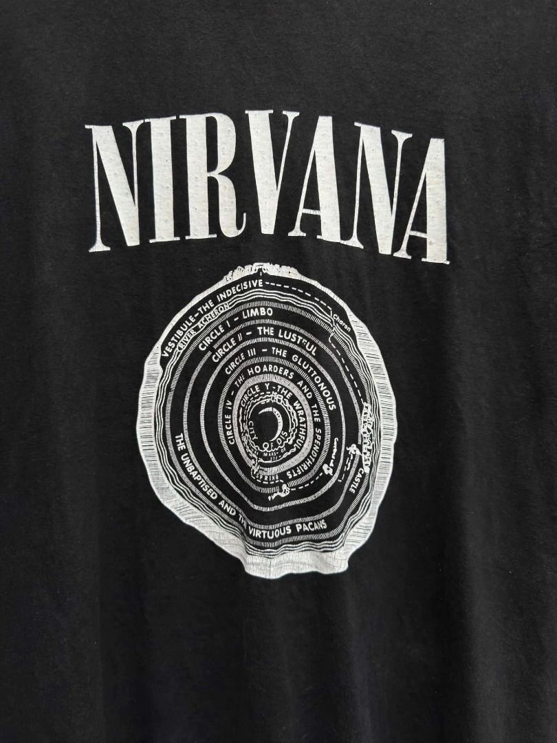 Vintage Nirvana Vestibule (Category: Tshirts & Polo Shirts ) located in Manila. Submitted by threadsvault__ (Listing ID 1465812061, Image 2). Description: Nirvana Vestibule 21.5x28 Cut Tag (wall of fame) 1 mini Pinhole on print.