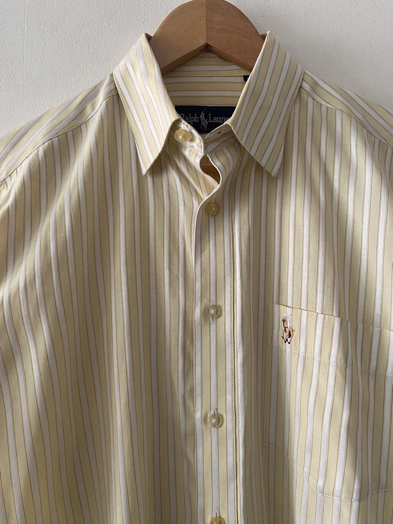 Vintage RL Light Yellow Striped Long Sleeve (Category: Formal Shirts) located in Quezon City. Submitted by rlphvncntbs (Listing ID 1465951802, Image 2). Description: Vintage RL Light Yellow Striped Long Sleeve Size: Fits Small Measurements: 20" x 28" Excellent Condition ₱3,000 + SF (Negotiable).