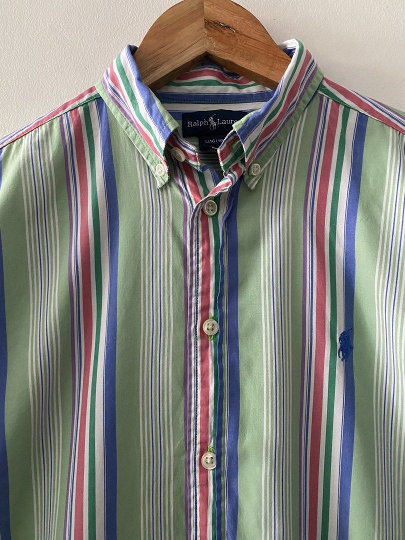 Vintage RL Multicolor Striped Long Sleeve (Category: Formal Shirts) located in Quezon City. Submitted by rlphvncntbs (Listing ID 1465952125, Image 2). Description: Vintage RL Multicolor Striped Long Sleeve Size: Youth Large, Fits Small - Medium Measurements: 20" x 27" Excellent Condition ₱3,000 + SF (Negotiable).