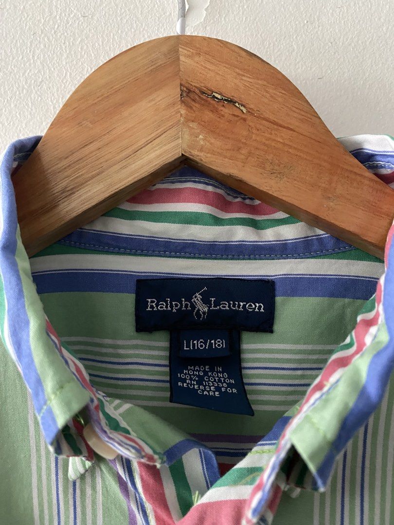 Vintage RL Multicolor Striped Long Sleeve (Category: Formal Shirts) located in Quezon City. Submitted by rlphvncntbs (Listing ID 1465952125, Image 3). Description: Vintage RL Multicolor Striped Long Sleeve Size: Youth Large, Fits Small - Medium Measurements: 20" x 27" Excellent Condition ₱3,000 + SF (Negotiable).