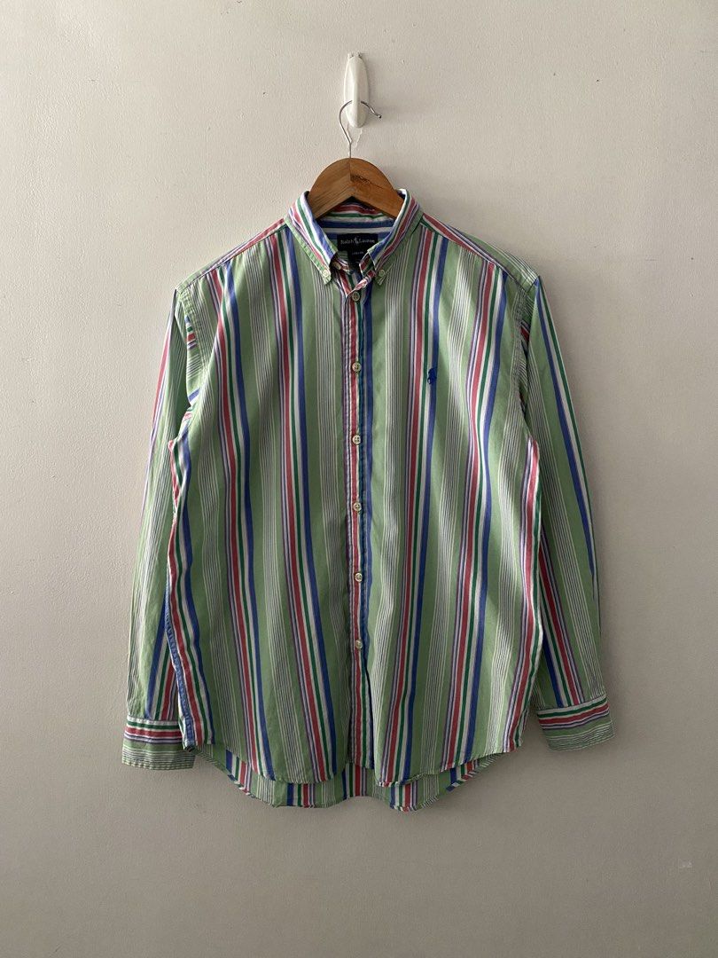 Vintage RL Multicolor Striped Long Sleeve (Category: Formal Shirts) located in Quezon City. Submitted by rlphvncntbs (Listing ID 1465952125, Image 1). Description: Vintage RL Multicolor Striped Long Sleeve Size: Youth Large, Fits Small - Medium Measurements: 20" x 27" Excellent Condition ₱3,000 + SF (Negotiable).