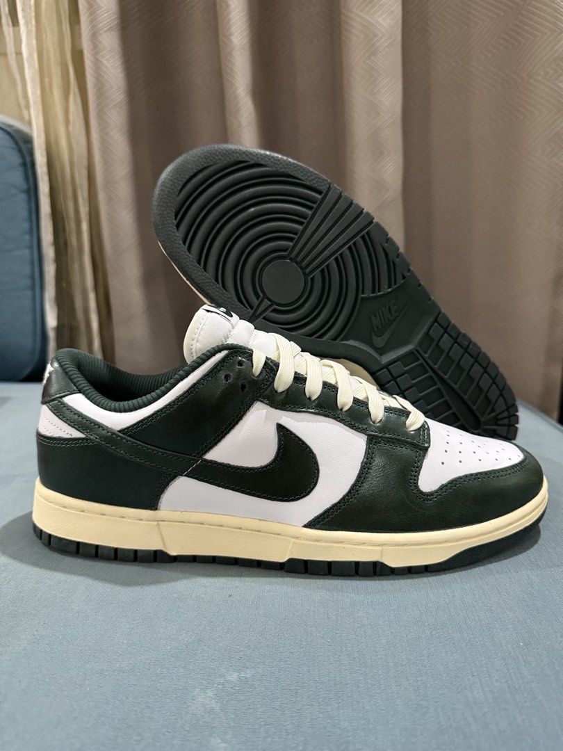 W Nike Dunk Low Vintage Green (Category: Sneakers) located in Manila. Submitted by jumpmanjam (Listing ID 1465927982, Image 2). Description: - Model: W Nike Dunk Low Vintage Green (Pro Green and Coconut Milk) - Size: Men’s US 10/ Women’s US 11.5 (Unisex) - Colorway: White leather base with dark green overlays and vintage cream midsoles/laces - Condition: Brand new with original box - 100% Authentic and ready for shipping (fees shouldered by buyer