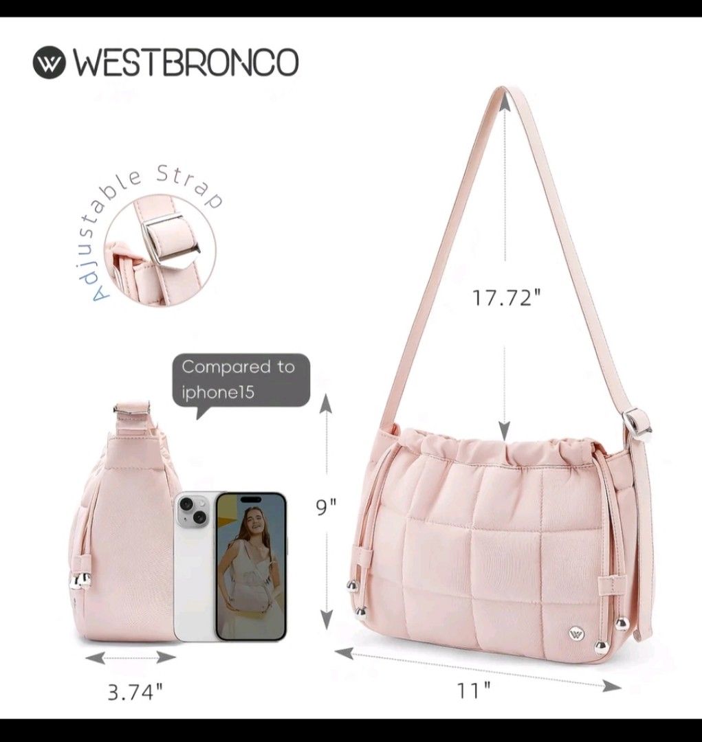 Westbronco Quilted Puffer Shoulder Bag Khaki (Category: Shoulder Bags) located in Muntinlupa City. Submitted by kathart (Listing ID 1465948722, Image 2). Description: - Brand: Westbronco - Color: Trendy Khaki - Design: Chic quilted puffer style with premium metal hardware - Closure: Secure magnetic buckle - Storage: 1 main compartment, 1 inside zipper pocket, and 2 slip pockets for easy organization - Strap: Adjustable for a comfortable fit - Dim