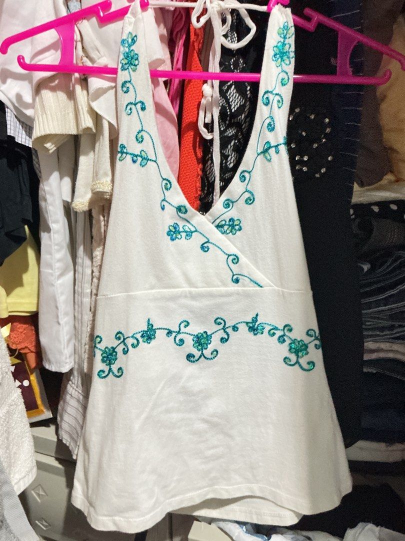 white and teal halter top (Category: Announcements) located in Manila. Submitted by ri.orjeda (Listing ID 1465879867, Image 1). Description: brand: promod size: xs-s white and teal .