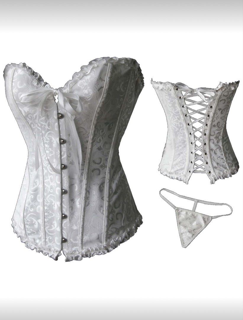 White corset with matching underwear - SET (Category: Sleeveless) located in Manila. Submitted by berrywine (Listing ID 1465760774, Image 1). Description: Good for halloween costumes Never been used, fitted and stored only SF shouldered by buyer (lalamove/grab padala only, within MM).