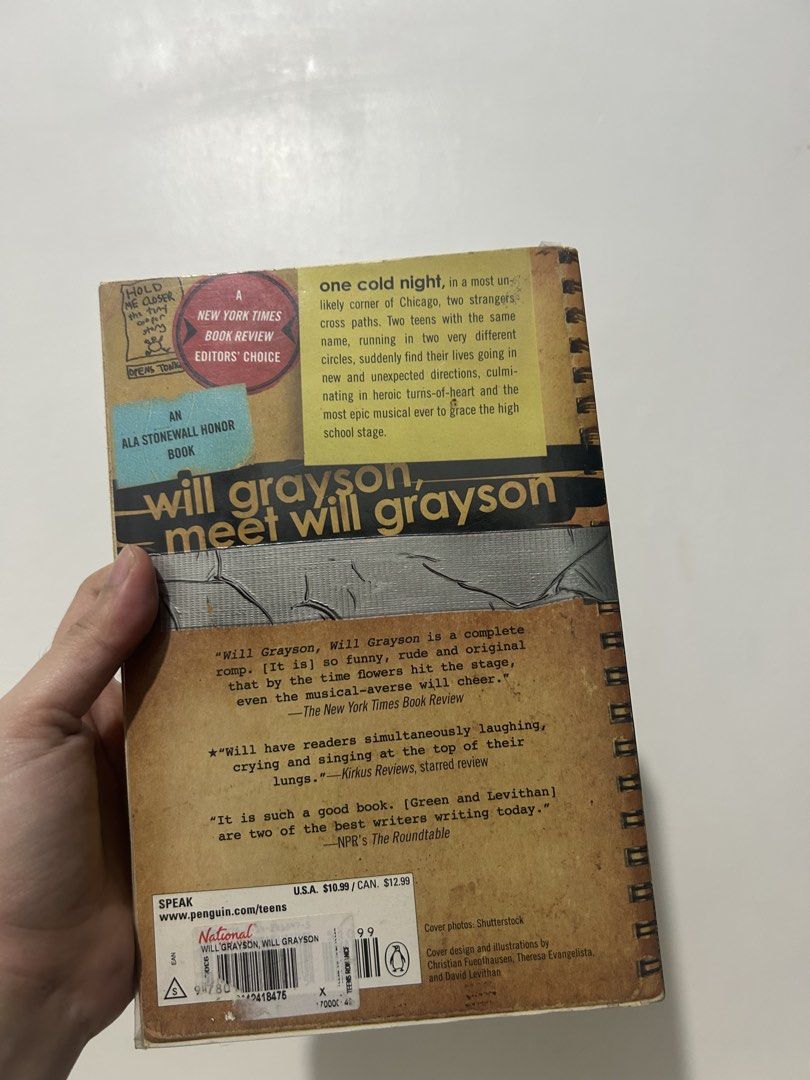 Will Grayson, Will Grayson by John Green & David Levithan (Category: Storybooks) located in Dasmarinas. Submitted by lunakio_ (Listing ID 1465882341, Image 2). Description: - Title: Will Grayson, Will Grayson - Authors: John Green and David Levithan - Publisher: Speak - Format: Paperback - Condition: Shows wear and tear, with some markings and age-related page yellowing - Genre: Contemporary YA Fiction / Bestselling Young Adult.