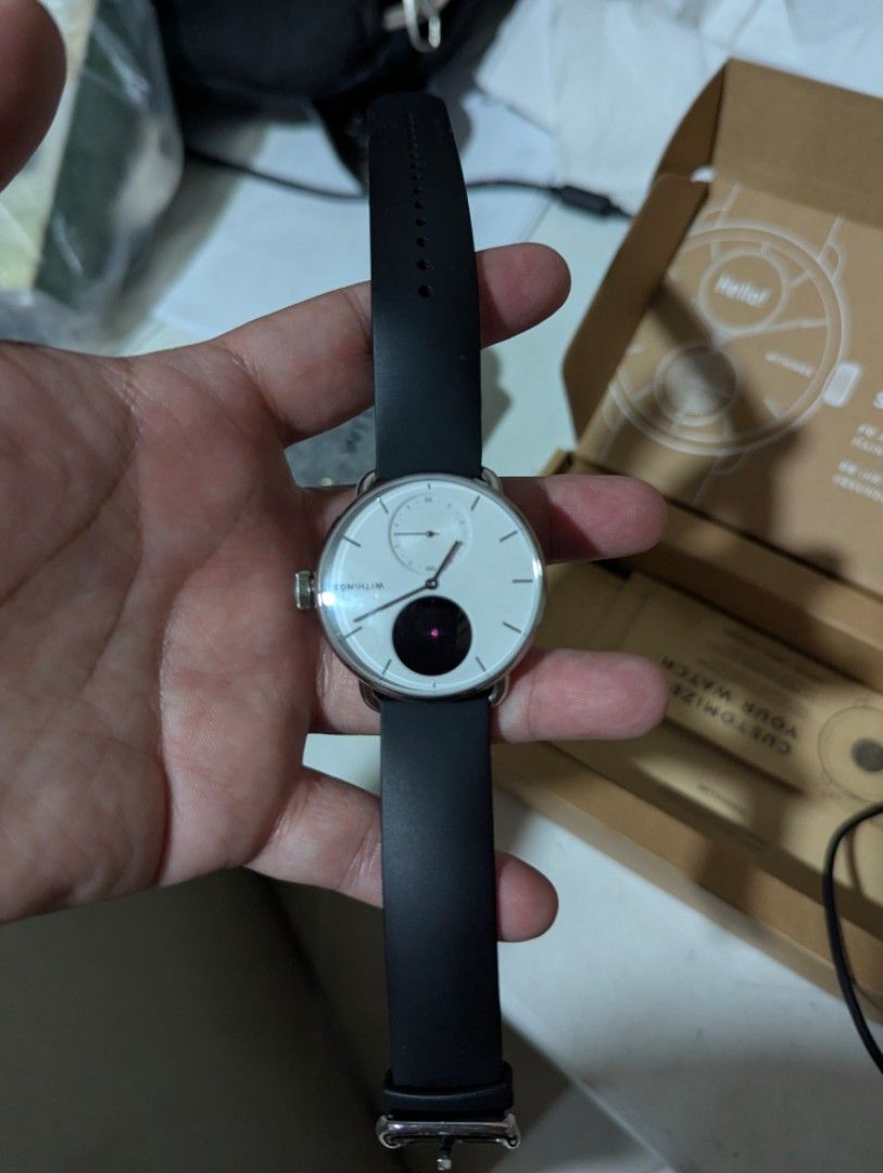 Withings Scanwatch (Category: Wearables & Smart Watches) located in Angeles City. Submitted by marchawkins (Listing ID 1465940071, Image 1). Description: Withings Scanwatch 1 Selling it as defective History - This was a gift from me by a relative abroad. I barely used it. the condition of the item is in pristine, no scratches on the glass. as I am checking it to declutter it won't charge. Selling this as defective Can do shipping, can do meetups 