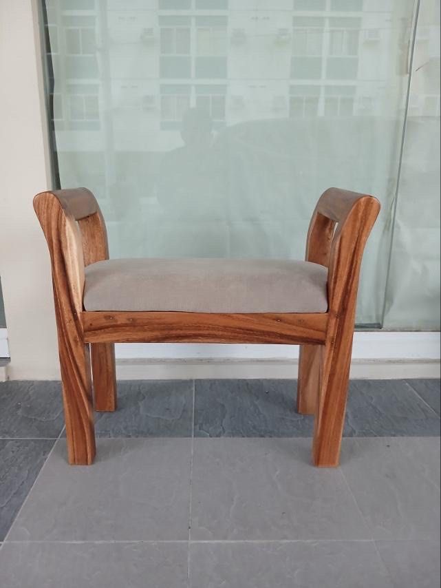 Wooden Bench with Padded Seat (Category: Chairs) located in Mandaluyong City. Submitted by candy.lo. (Listing ID 1462765430, Image 1). Description: We are starting our function+feel furniture business… For now , we are offering pre orders for this stool function + feel: “Solid wood accent bench with linen-upholstered seat — perfect for an entryway, vanity, or extra seating.” Also, an ideal entryway for tying shoes. Measurement is 56 x 25 x 53 cm 