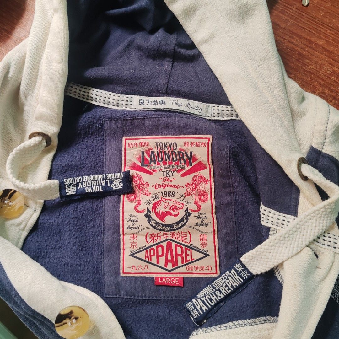 Y2k Tokyo Laundry 'Patch & Repair' Hoodie Jacket (Category: Coats, Jackets and Outerwear) located in Rizal. Submitted by elpappi_collection (Listing ID 1465817084, Image 3). Description: Issue: Unnoticeable Stain ( see in picture).