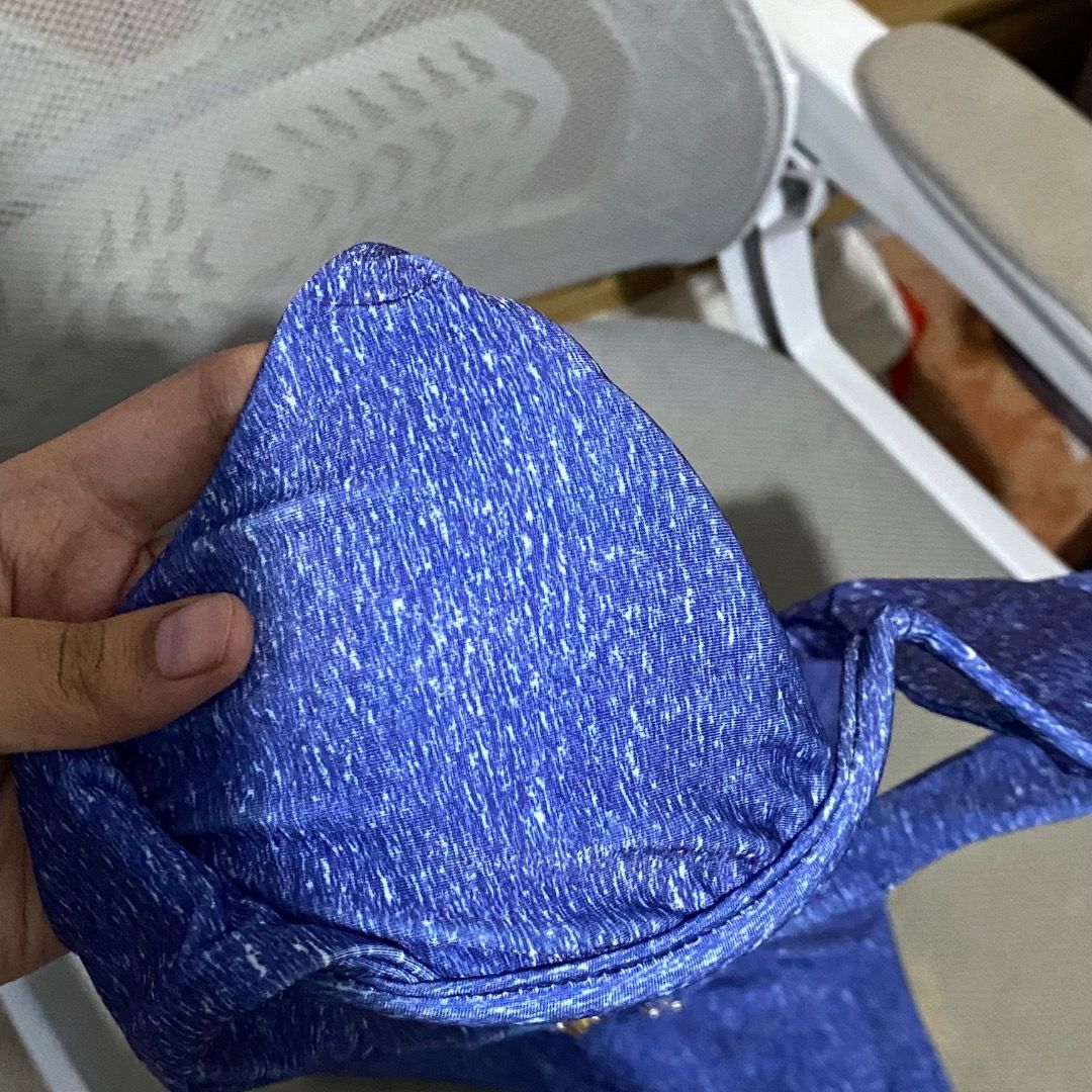 Zaful Blue Space Dye Bikini (Category: Bikinis & Swimsuits) located in Antipolo. Submitted by annedeclutterss (Listing ID 1465894943, Image 2). Description: - Brand: Zaful - Color/Pattern: Blue space dye - Size: Medium - Underwire top with metal hardware details & high-cut bottoms.