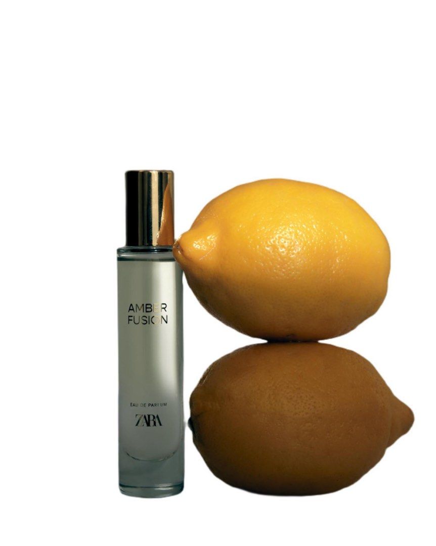 Zara Amber Fusion Eau De Parfum (Category: Fragrance & Deodorants) located in Muntinlupa City. Submitted by faythemagsombol23 (Listing ID 1465779920, Image 2). Description: - Brand/Item: Zara Amber Fusion Eau de Parfum - Size: 30ml travel size - Scent Profile: Citrus-forward (fresh and zesty) - Packaging: Cylindrical glass bottle with gold cap (No box included) - Condition: Spray nozzle works perfectly, well-maintained (sprayed 4 times only) - Re