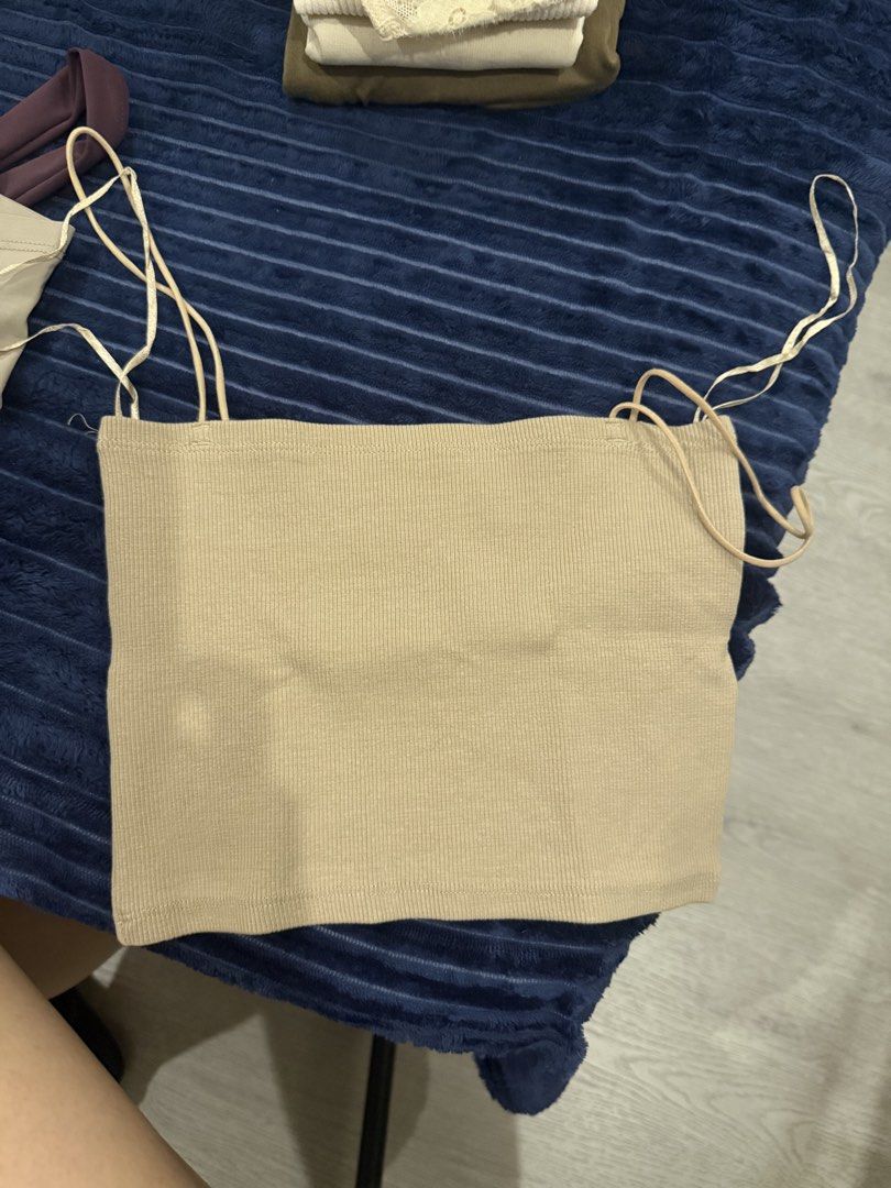 Zara Beige Ribbed Tube Top (Category: Sleeveless) located in Makati City. Submitted by stallionmegx (Listing ID 1465916018, Image 1). Description: - Brand: Zara - Color: Neutral beige - Size: Medium (M) - Material: Comfortable ribbed fabric - Design: Tube top with thin straps - Origin: Made in Bangladesh - Condition: Great basic piece, easy to match with any outfit for everyday wear.