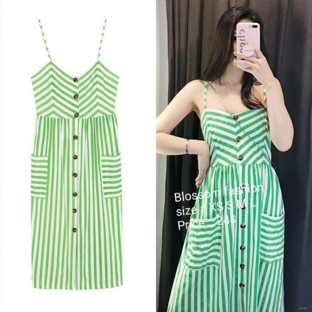 Zara Green and White Midi Dress Size Medium (Category: Dresses) located in Quezon City. Submitted by cabs. (Listing ID 1465795124, Image 1). Description: Size Medium on tag available Size Small SOLDDD LAST PRICE POSTED .
