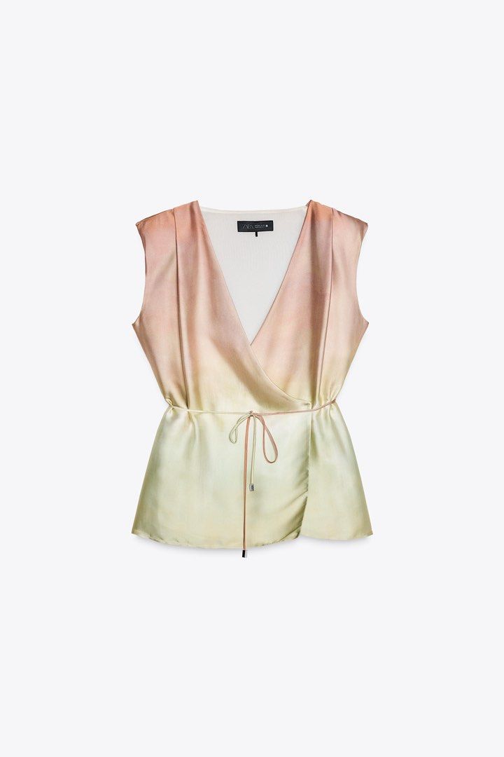 Zara tie dye top (Category: Sleeveless) located in Bulacan. Submitted by betterbuysmanila (Listing ID 1465764242, Image 3). Description: Available in medium and large.