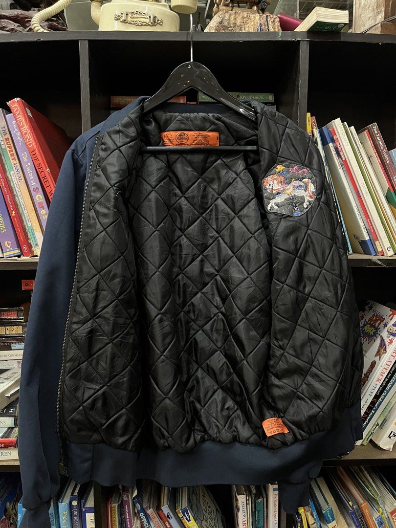 1990s RedKap Bomber Work Jacket Navy Quilted Lined Splash Pocket (Category: Coats, Jackets and Outerwear) located in Baguio. Submitted by feelathome (Listing ID 1466106482, Image 3). Description: 1990s RedKap Bomber Work Jacket Navy Quilted Lined Splash Pocket Tag size: Small Reg Width: 22 Length: 26 Shoulder: 18 Sleeves: 26 Excellent condition 1,075php Free nationwide shipping. Read the description and check all photos carefully before buying. I