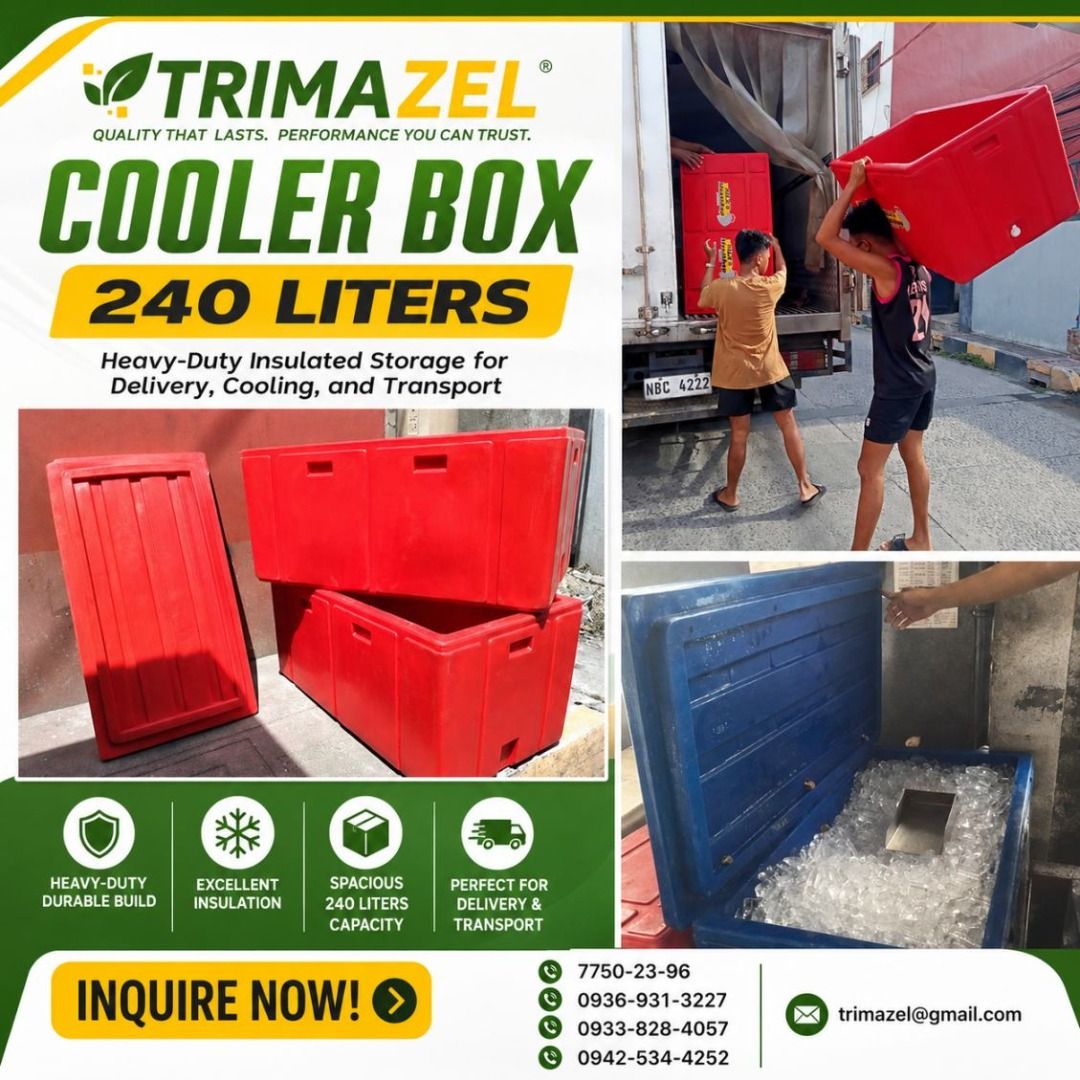 240L COOLER BOX (Category: Looking For) located in Paranaque City. Submitted by buynowbilikanow (Listing ID 1465959343, Image 1). Description: ✅ Guaranteed lowest price ✅ Quality products ✅ Big discount for bulk orders ✅ 100% LEGIT TRUSTED SUPPLIER! ✅ With Complete Legal Documents ✅ BIR Registered We Supply All Kinds Of PPE Supplies, Raincoat, Hard Hat, Cooler Box, Plastic Trash Bin, Road Barriers, Kayak Boats, Crystal Kayak, Traffic Cone, T-Boll