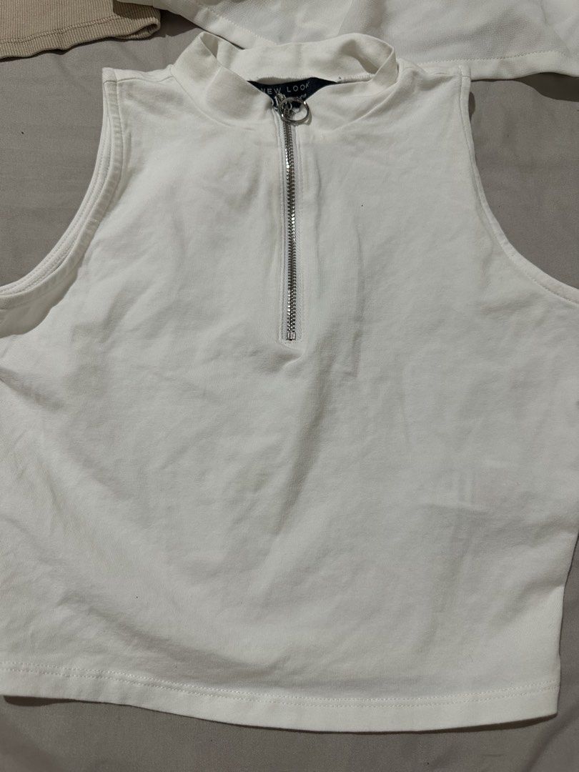 3 for 50: Zara, New Look (Category: Sleeveless) located in Davao. Submitted by krau_ (Listing ID 1465979485, Image 2). Description: Zara skintone ribbed tank Small New Look zipper 10-11years, fits XS Off shoulder Small-med May have fading, marks or signs of use, selling super cheap..