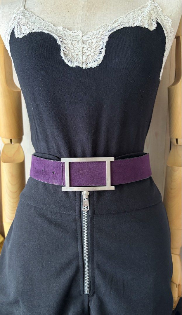 5. Reversible Black/Violet Belt (Category: Belts) located in Quezon City. Submitted by wagwagan_ukay_blues (Listing ID 1466027469, Image 1). Description: From Japan In good used condition Please expect signs of usage hole Size -29”-35” Overall -38” Width -1.5” Novaliches Qc.