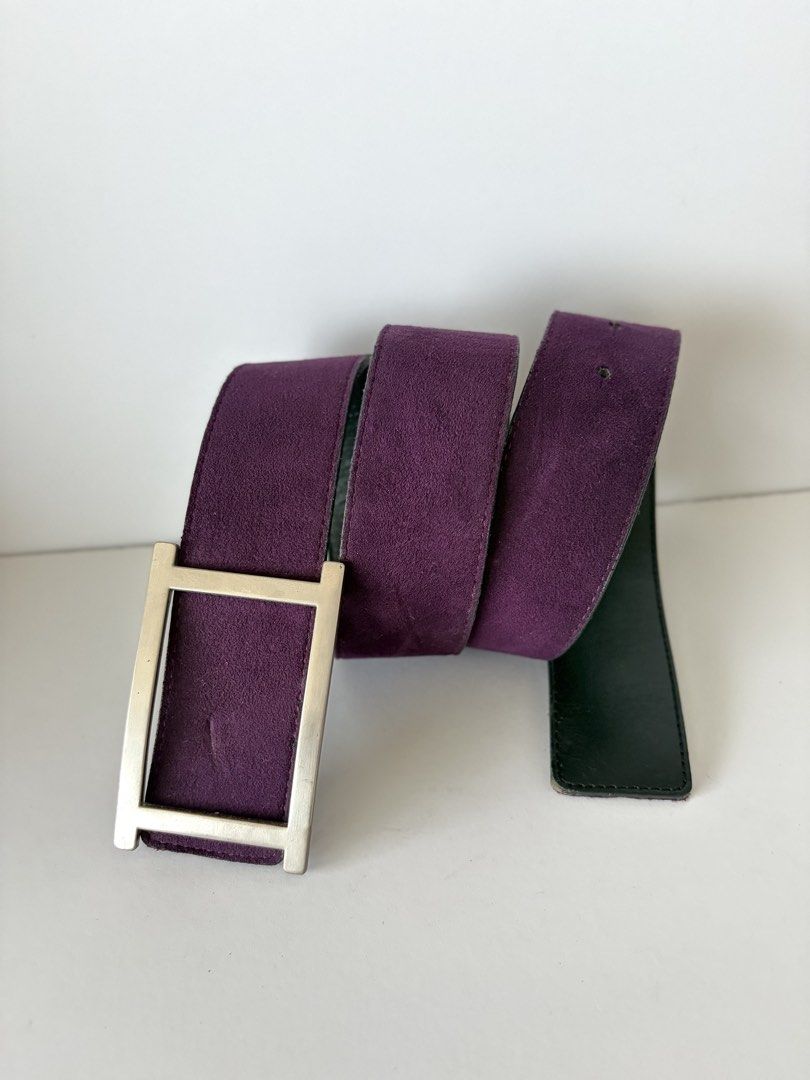 5. Reversible Black/Violet Belt (Category: Belts) located in Quezon City. Submitted by wagwagan_ukay_blues (Listing ID 1466027469, Image 3). Description: From Japan In good used condition Please expect signs of usage hole Size -29”-35” Overall -38” Width -1.5” Novaliches Qc.