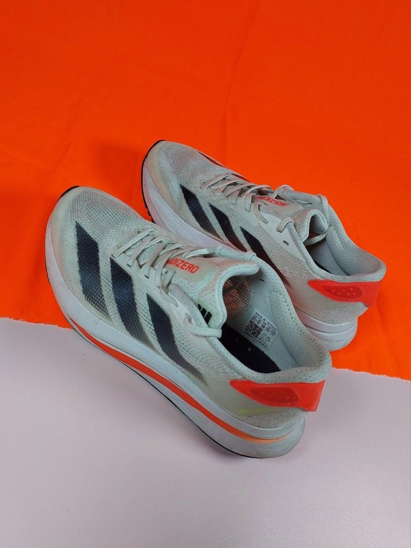 Adidas Adizero Sl2Cloud White Core Black Orange (Category: Activewear) located in Cabuyao City. Submitted by runsapparelthrifted17 (Listing ID 1466099171, Image 3). Description: Adidas Adizero Sl2Cloud White Core Black Orange Size: Us 5.5 Euro 38 CM 23.5 No box Condition: 9/10 Php1,800+Sf Mode of payment: Via Gcash/Maya or BPI Message us for more details and transactions Thank you so much and stay safe 🙏☺️❤️ Loc: Cabuyao Laguna.