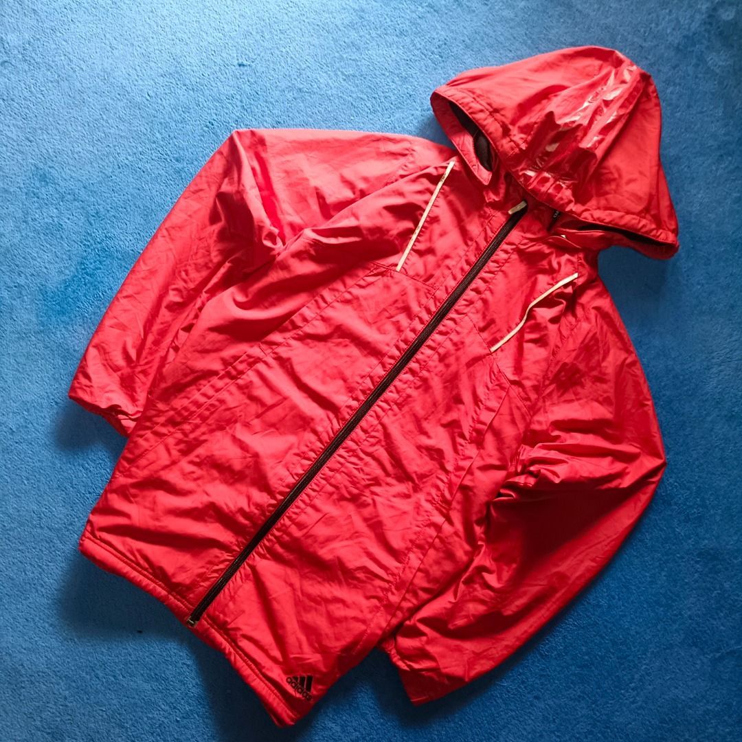 Adidas Climaproof Windbreaker Jacket (Category: Coats, Jackets and Outerwear) located in Antipolo. Submitted by juliane_thrift-declutters (Listing ID 1466128685, Image 3). Description: Adidas Climaproof Windbreaker Jacket Dimes: 26×21 Size: Large on tag Best fit to Medium • Detachable Hood • No Issue • Embroidered Logo • Complete Wash tags • Overall Condition: 9/10 * Color may vary due to lighting.