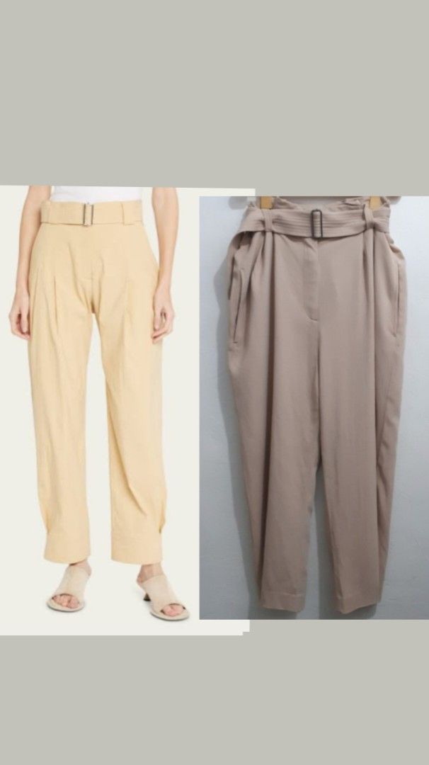 A.L.C. CROPPED TROUSER PANTS (Category: Luxury Apparel) located in Navotas City. Submitted by ms.soulana (Listing ID 1465997118, Image 1). Description: PreOwned Lightly Used Authentic A.L.C.Cropped trousers in beige. High-waisted style with a matching fabric belt and buckle. Pleated front design, straight relaxed fit through the legs. Back welt pockets. Made from 97% viscose and 3% elastane. Size 8 tag inside. Clean condition overall, minimal wea