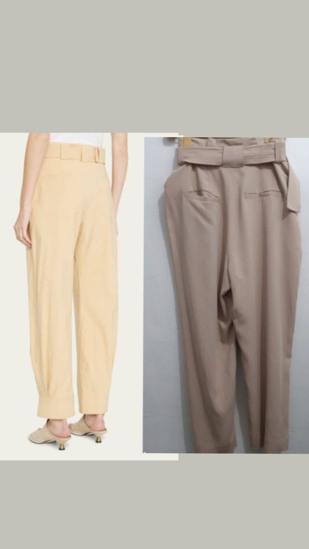 A.L.C. CROPPED TROUSER PANTS (Category: Luxury Apparel) located in Navotas City. Submitted by ms.soulana (Listing ID 1465997118, Image 3). Description: PreOwned Lightly Used Authentic A.L.C.Cropped trousers in beige. High-waisted style with a matching fabric belt and buckle. Pleated front design, straight relaxed fit through the legs. Back welt pockets. Made from 97% viscose and 3% elastane. Size 8 tag inside. Clean condition overall, minimal wea
