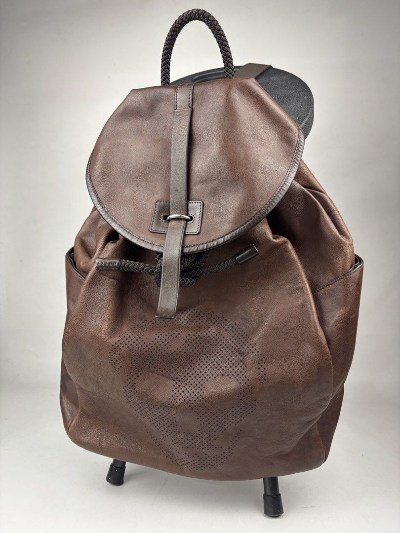 Alexander Mcqueen Leather “Skull” Drawstring Backpack (Category: Backpacks) located in Makati City. Submitted by ragrepository (Listing ID 1465982705, Image 1). Description: Alexander Mcqueen Leather “Skull” Drawstring Backpack Height-20” Width- 16.5” Depth-5” Handle drop- Condition-9/10 Flaw-Minimal signs of wear .