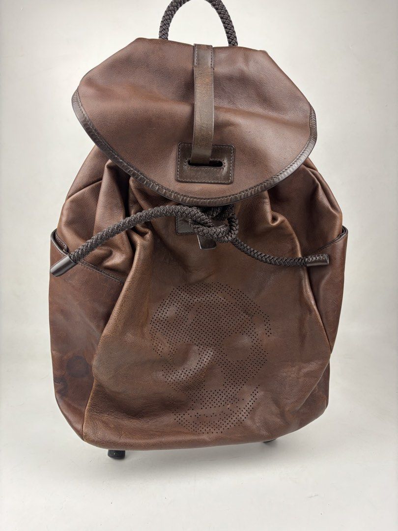 Alexander Mcqueen Leather “Skull” Drawstring Backpack (Category: Backpacks) located in Makati City. Submitted by ragrepository (Listing ID 1465982705, Image 2). Description: Alexander Mcqueen Leather “Skull” Drawstring Backpack Height-20” Width- 16.5” Depth-5” Handle drop- Condition-9/10 Flaw-Minimal signs of wear .