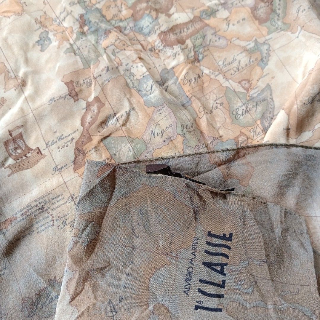 Alviero Martini - Geo Classic Map Silk Scarf (Category: Scarves) located in Bacolod City. Submitted by drop.ph (Listing ID 1466013857, Image 3). Description: Alviero Martini - Geo Classic Map Silk Scarf *Measurements in inches Width - 16, Length - 64 *Excellent *No Flaws *Price: 1,000php *Add SF if outside Bacolod City.