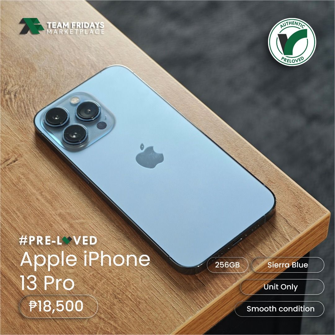 Apple Iphone 13 Pro (128GB) (Category: iPhone 13 Series) located in Quezon City. Submitted by teamfridaysmarketplace (Listing ID 1466050069, Image 1). Description: Apple Iphone 13 Pro (128GB) Factory Unlock SALE Price: Php18500 The unit is in good condition Warranty: 1 Week Money Back Guaranteed Package: Unit Only Description - 74% BH - 128GB - Guaranteed No defects and NOT Refurbish!!! Globe: 09174994949 Instagram: teamfridaysmarketplace Mode of