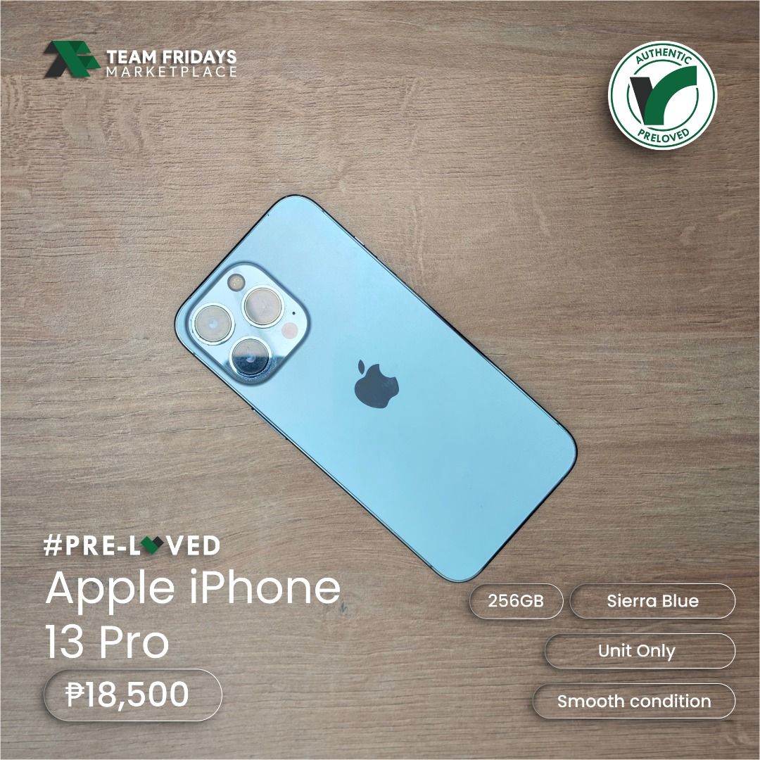 Apple Iphone 13 Pro (128GB) (Category: iPhone 13 Series) located in Quezon City. Submitted by teamfridaysmarketplace (Listing ID 1466050069, Image 2). Description: Apple Iphone 13 Pro (128GB) Factory Unlock SALE Price: Php18500 The unit is in good condition Warranty: 1 Week Money Back Guaranteed Package: Unit Only Description - 74% BH - 128GB - Guaranteed No defects and NOT Refurbish!!! Globe: 09174994949 Instagram: teamfridaysmarketplace Mode of