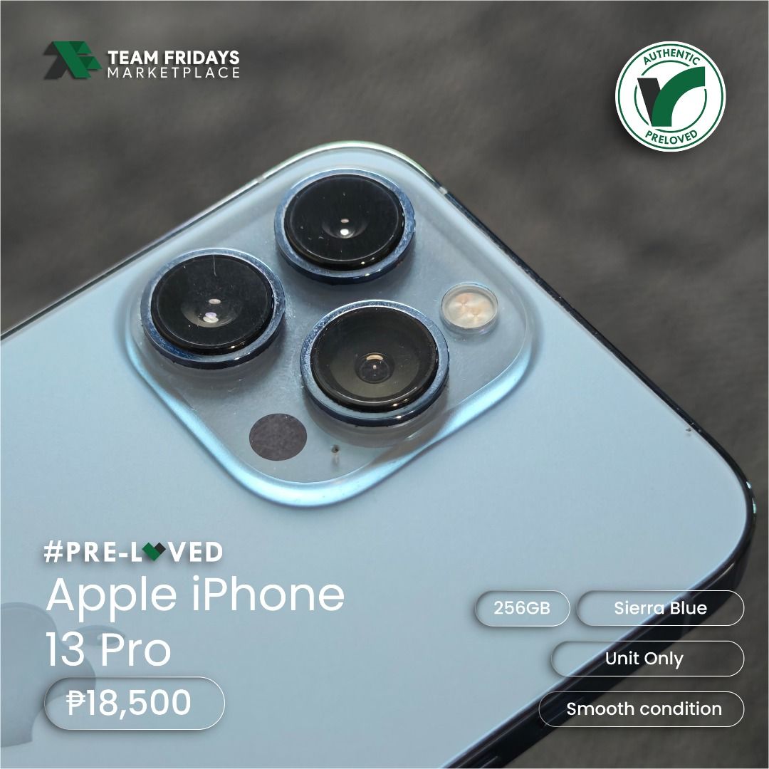 Apple Iphone 13 Pro (128GB) (Category: iPhone 13 Series) located in Quezon City. Submitted by teamfridaysmarketplace (Listing ID 1466050069, Image 3). Description: Apple Iphone 13 Pro (128GB) Factory Unlock SALE Price: Php18500 The unit is in good condition Warranty: 1 Week Money Back Guaranteed Package: Unit Only Description - 74% BH - 128GB - Guaranteed No defects and NOT Refurbish!!! Globe: 09174994949 Instagram: teamfridaysmarketplace Mode of