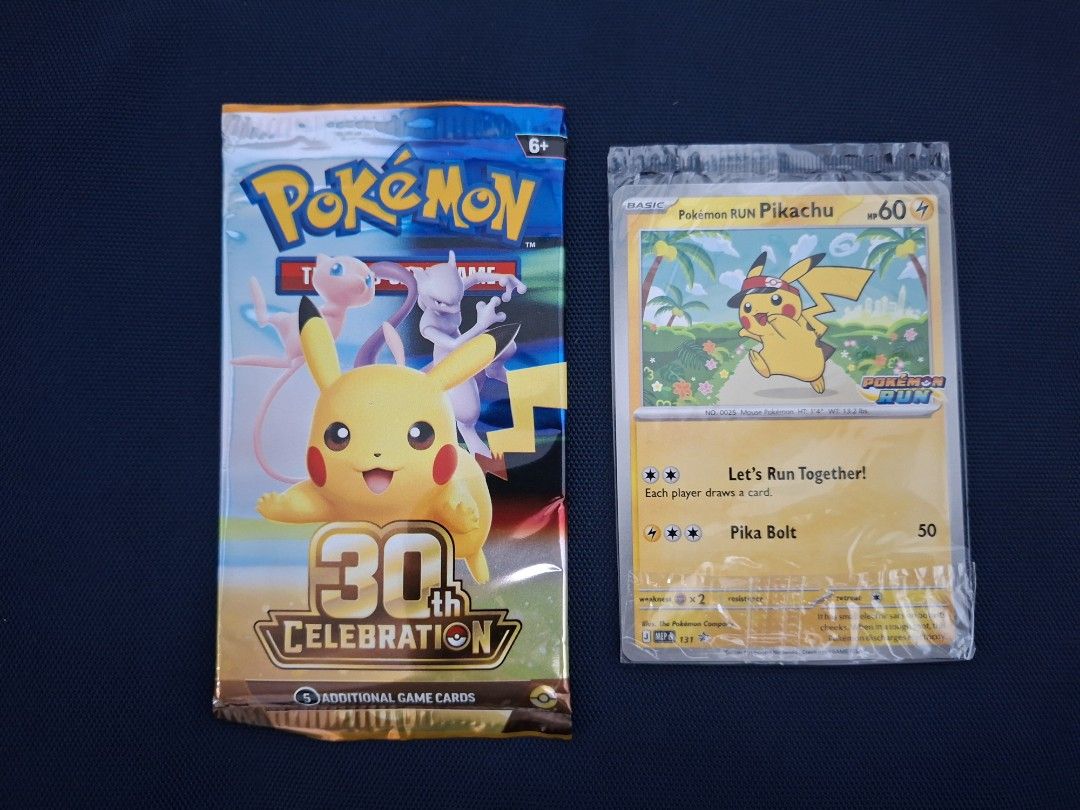 Assorted characters (Category: Raw Singles) located in Santa Cruz. Submitted by justjohnashley (Listing ID 1466002114, Image 1). Description: Pokémon Run in the Philippines 30th Anniversary Promo Card + Unsealed/Opened Booster Pack as a freebie Ps. Also open to selling other stuff from the run (e.g. String Bag, Tote bag, Search sheet w/ stickers, Phone strap, etc.). Let's negotiate in dms! Pps. Open to offers :).