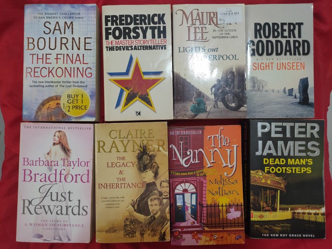 Assorted Fiction and Thriller Paperbacks (Category: Storybooks) located in Marilao. Submitted by salyin1958 (Listing ID 1465962993, Image 3). Description: - Genre: Fiction, thriller, crime, suspense, and historical drama - Featured Authors: Wilbur Smith, Robert Ludlum, Stephen Fry, Patricia - Cornwell, and more - Condition: Good pre-loved paperbacks - Purchase Options: Buy 3 for 200 or 75 each - Shipping or Meet-up: Ships nationwide or via Lalamo