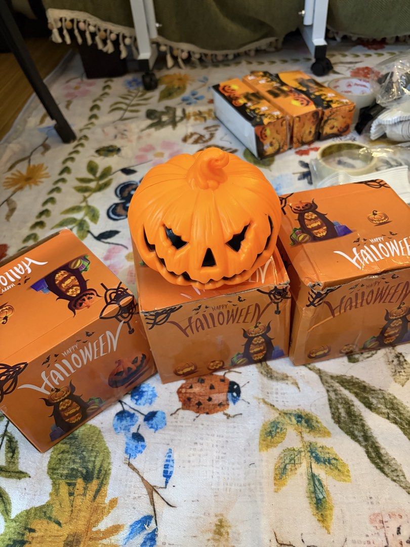Assorted Halloween Party Decor (Category: Occasions & Party Supplies) located in Taguig. Submitted by prelovedbyfrancia (Listing ID 1466082263, Image 3). Description: - Huge Halloween decor bundle perfect for home parties and spooky season - Includes light-up pumpkin tealights in spider bases, plastic bats, spider webs, skeletons, and paper lanterns - Lights/lanterns still working unless otherwise stated - Some are used once, some are still brand
