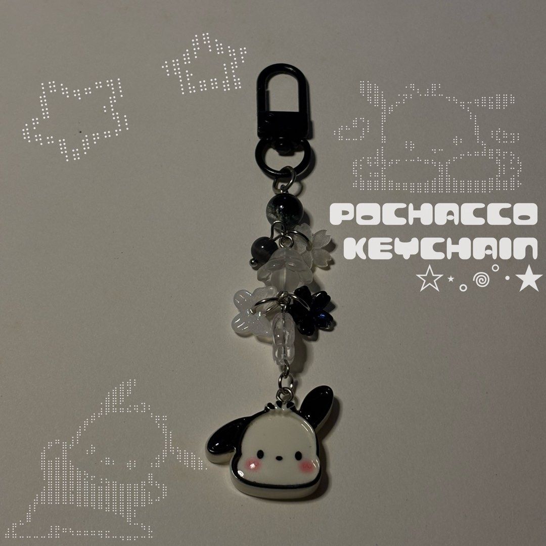 assorted keychains (Category: Handmade Craft) located in Singapore. Submitted by chapt3r.r (Listing ID 1465967057, Image 4). Description: price: black dice & hearts - $6.50 (2 avail) purple lucky pouch - $6 (1 avail) pochacco keychain - $6.20 (2 avail) dark moon keychain - $7.50 (1 avail) red cherry keychain - $7 (1 avail) delivery/meetup options (check bio for meetup availability): tracking mailing +$2 meetups at tpy mrt (+ $1) or meetups 5 stat