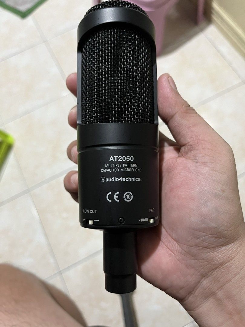AT2050 Condenser mic (Category: Microphones) located in Paranaque City. Submitted by yonji_19 (Listing ID 1466119526, Image 3). Description: Audio-Technica AT2050 large-diaphragm studio microphone. Multiple polar patterns switchable on the body. Low-cut filter and -10dB pad switches included. Original shock mount, protective pouch, manual, and box included. Mint condition, barely taken out. Paranaque location.