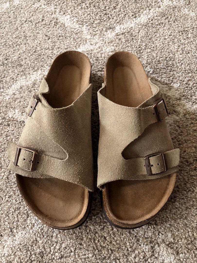 Auth Preloved Birkenstock Zurich (Category: Slippers & Slides) located in Paranaque City. Submitted by silentstone.dolphin (Listing ID 1466096126, Image 1). Description: Suede Leather.. Taupe Color.. Soft Footbed.. Brass Buckle.. Size 42RF.. Clean&Ready to .